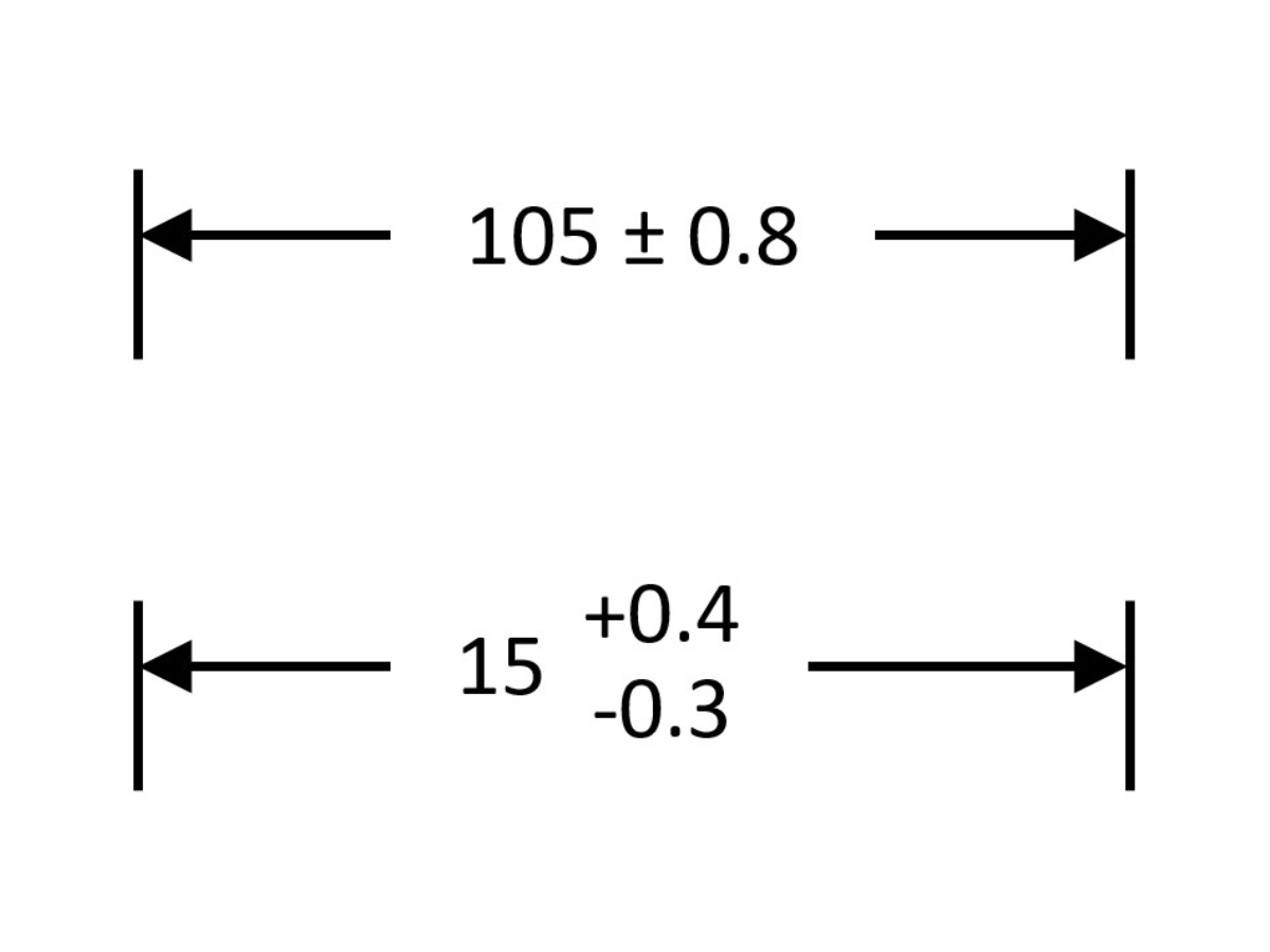 Example of a feature control frame with GD&T language shown. 